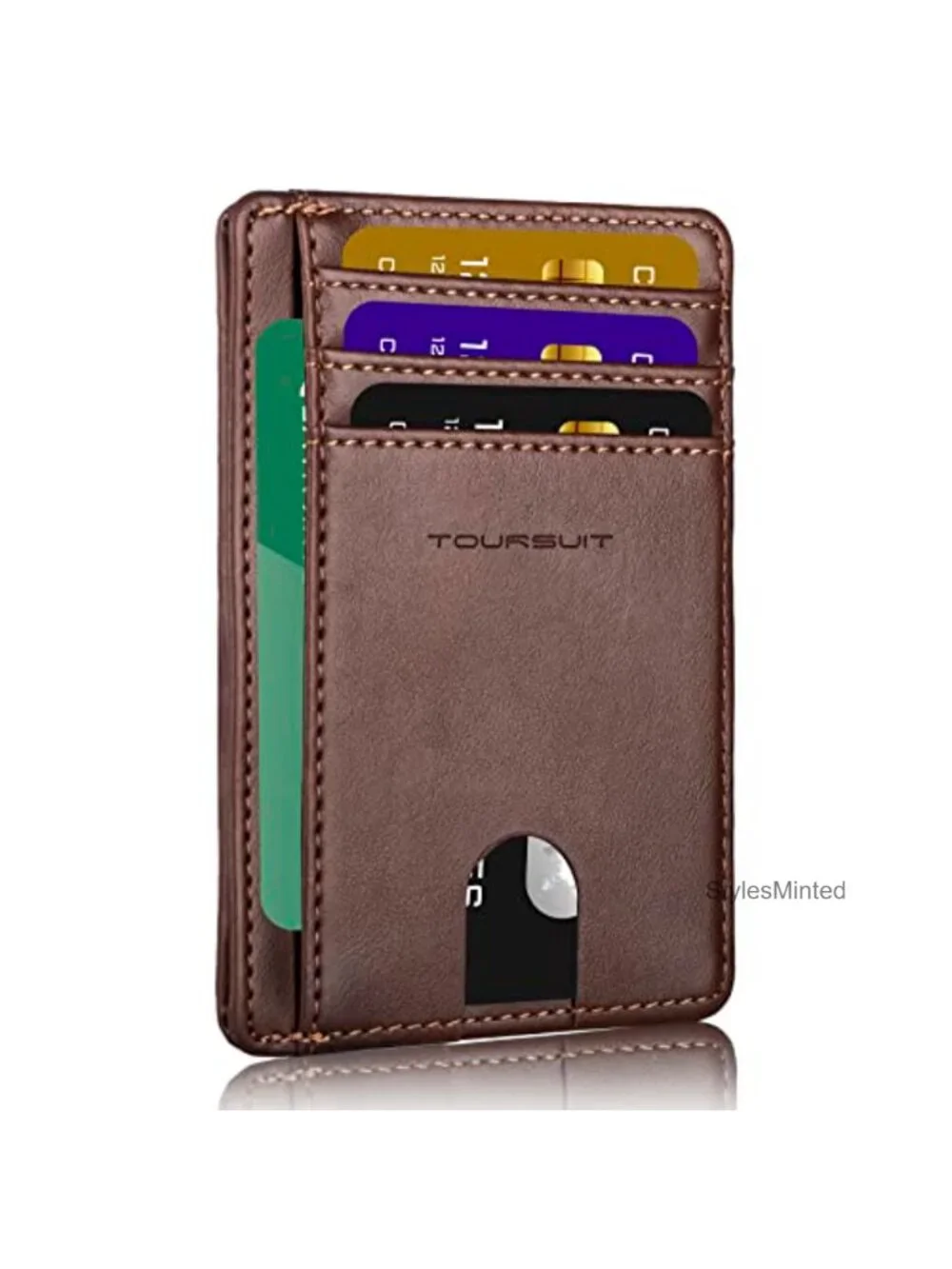 Slim RFID Blocking Wallet with 8 Card Slots, Faux Leather